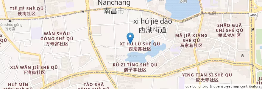 Mapa de ubicacion de 朱紫巷社区居委会 en China, Jiangxi, Nanchang, 西湖街道.
