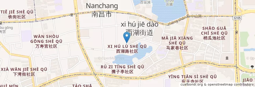 Mapa de ubicacion de 西湖路社区居委会 en چین, جیانگشی, نانچانگ, 西湖街道.