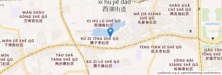 Mapa de ubicacion de 孺子亭社区居委会 en Cina, Jiangxi, Nanchang, 西湖区, 西湖街道.