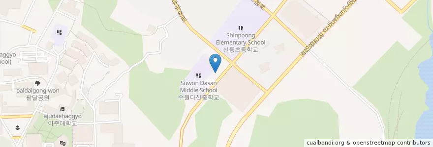 Mapa de ubicacion de 수원 광교동 우체국 en 대한민국, 경기도, 수원시, 영통구.