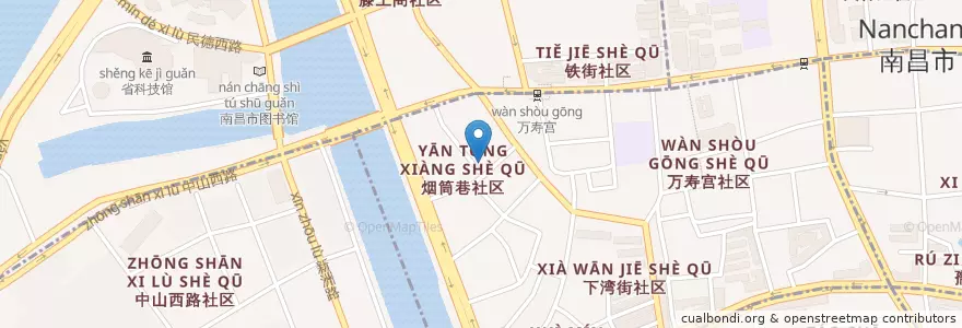 Mapa de ubicacion de 烟筒巷社区居委会 en 中国, 江西省, 南昌市, 滕王阁街道, 广润门街道.