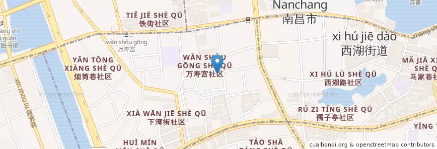 Mapa de ubicacion de 万寿宫社区居委会 en China, Jiangxi, Nanchang, 广润门街道.