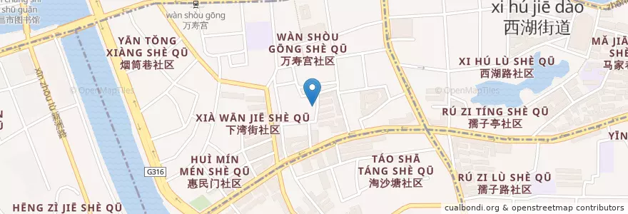 Mapa de ubicacion de 下塘塍上社区居委会 en Chine, Jiangxi, Nanchang, 西湖区, 广润门街道.