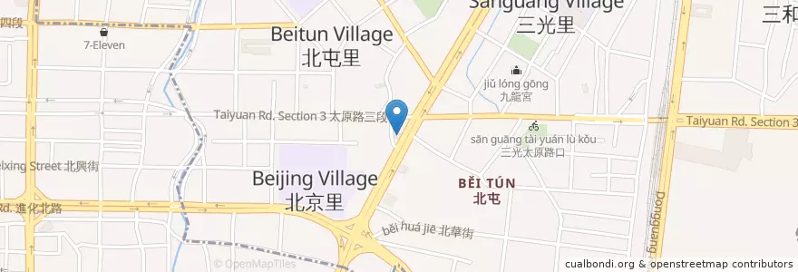 Mapa de ubicacion de Sanlong en 臺灣, 臺中市, 北屯區.
