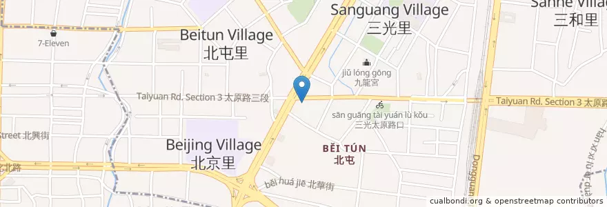 Mapa de ubicacion de CPC en 台湾, 台中市, 北屯区.