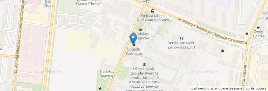Mapa de ubicacion de Столовая en Rusia, Уральский Федеральный Округ, Óblast De Cheliábinsk, Челябинский Городской Округ.