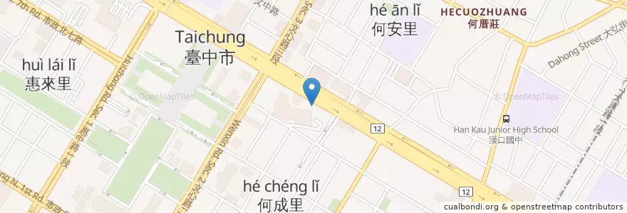 Mapa de ubicacion de 和運租車 en تایوان, تایچونگ, 西屯區.