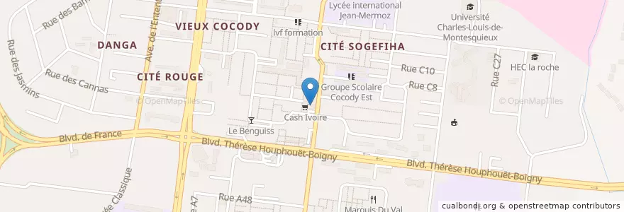 Mapa de ubicacion de Pharmacie de Cocody en Côte D'Ivoire, Abidjan, Cocody.