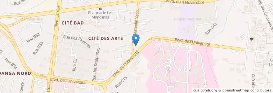 Mapa de ubicacion de Ecobank - Agence Cité des Arts en 코트디부아르, 아비장, Cocody.