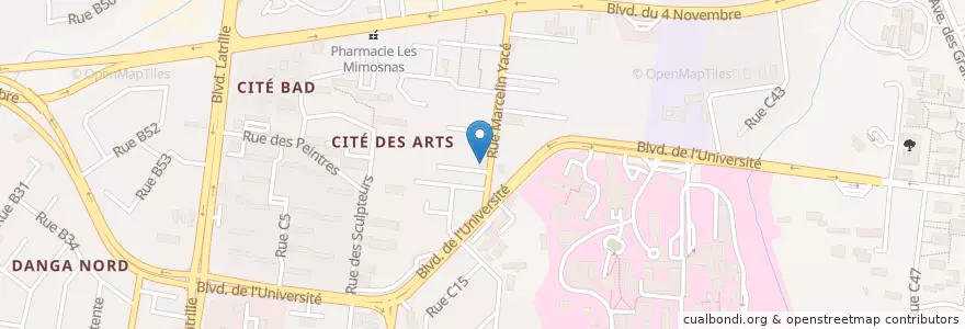 Mapa de ubicacion de NSIA Banque - Agence Cité des Arts en 코트디부아르, 아비장, Cocody.