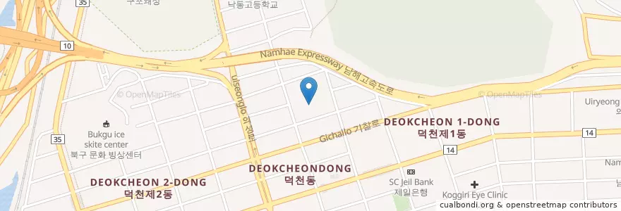 Mapa de ubicacion de 덕천중학교 en 韩国/南韓, 釜山, 北區, 덕천동.
