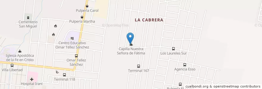 Mapa de ubicacion de Capilla Nuestra Señora de Fátima en Nicarágua, Departamento De Managua, Managua (Municipio).