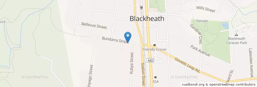 Mapa de ubicacion de Blackheath Baptist Church en Australia, New South Wales, Blue Mountains City Council.