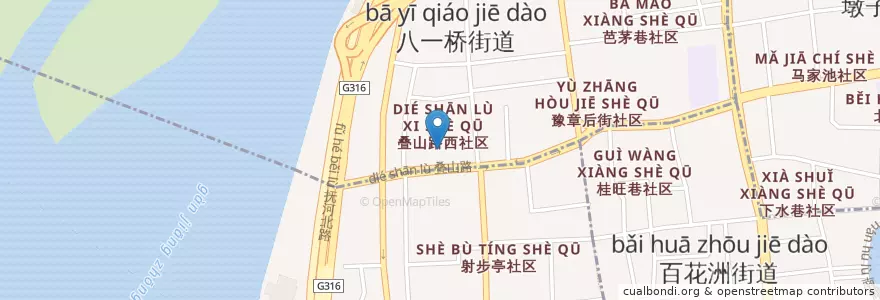 Mapa de ubicacion de 叠山路西社区居委会 en 中国, 江西省, 南昌市, 东湖区, 滕王阁街道.