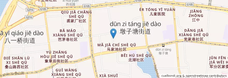 Mapa de ubicacion de 马家池社区居委会 en 中国, 江西省, 南昌市, 东湖区.
