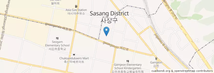 Mapa de ubicacion de 沙上区 en 大韓民国, 釜山, 沙上区, 甘田洞.