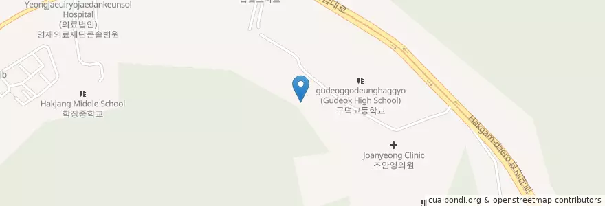 Mapa de ubicacion de 학장동 en 대한민국, 부산, 사상구, 학장동.
