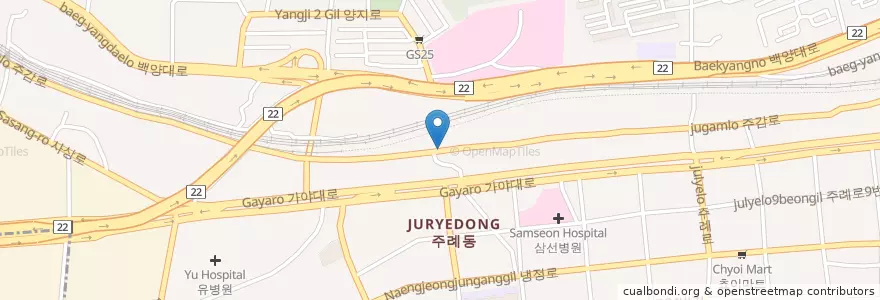 Mapa de ubicacion de 주례동 en Korea Selatan, 부산, 사상구, 주례동.