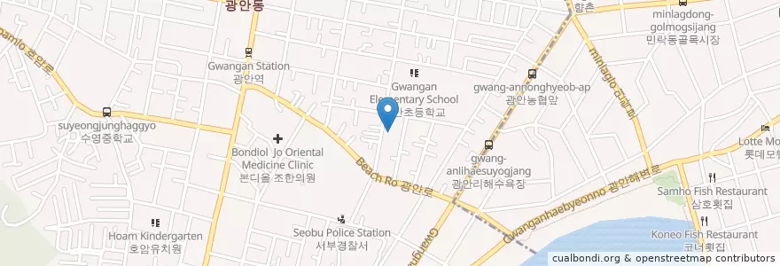 Mapa de ubicacion de 수영구 en 대한민국, 부산, 수영구, 광안동.