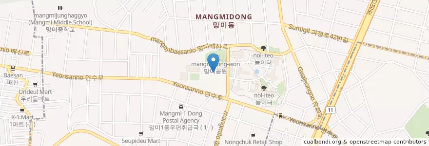 Mapa de ubicacion de 망미동 en Corea Del Sur, Busan, 수영구, 망미동.