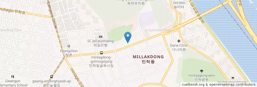 Mapa de ubicacion de 민락동 en Corea Del Sur, Busan, 수영구, 민락동.