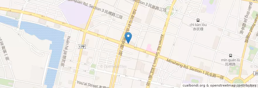 Mapa de ubicacion de 玉山商業銀行 en 臺灣, 臺南市, 中西區.