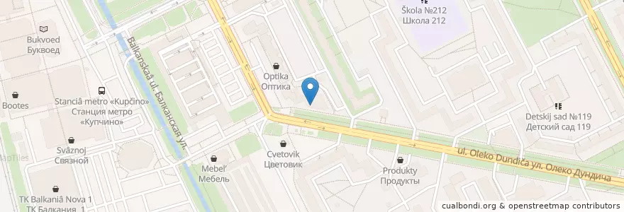 Mapa de ubicacion de Кальян-бар «Кега» en Russie, District Fédéral Du Nord-Ouest, Oblast De Léningrad, Saint-Pétersbourg, Фрунзенский Район, Балканский Округ.