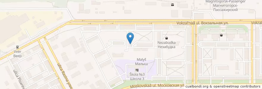 Mapa de ubicacion de Детская поликлиника №7 en Russie, District Fédéral De L'Oural, Oblast De Tcheliabinsk, Магнитогорский Городской Округ.