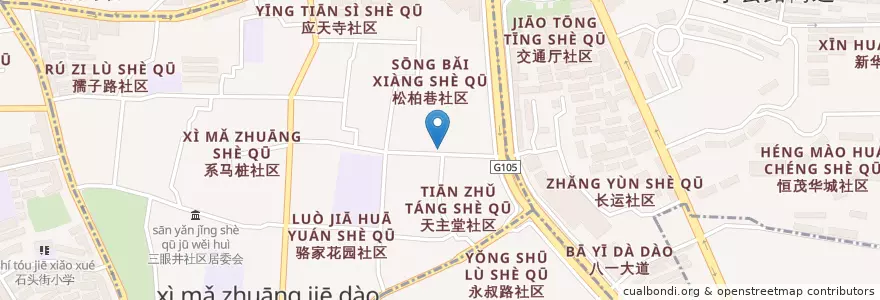 Mapa de ubicacion de 松柏巷社区卫生服务站 en Chine, Jiangxi, Nanchang, 西湖区, 系马桩街道.