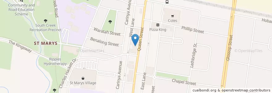 Mapa de ubicacion de Luckys Cafe en オーストラリア, ニューサウスウェールズ, Sydney, Penrith City Council.