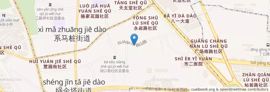 Mapa de ubicacion de 老福山社区卫生服务站 en الصين, جيانغشي, نانتشانغ, 西湖区, 绳金塔街道.