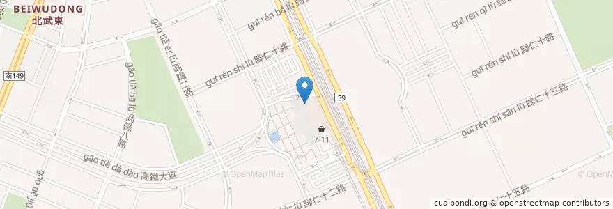 Mapa de ubicacion de Starbucks en Taiwán, 臺南市, 歸仁區.