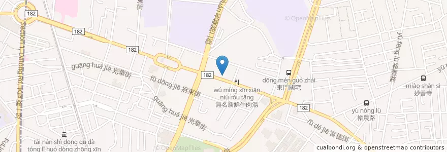 Mapa de ubicacion de 台灣中油東門路站 en 臺灣, 臺南市, 東區.