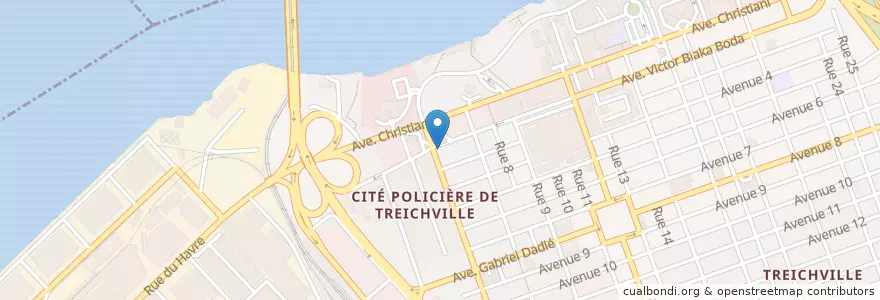 Mapa de ubicacion de Pharmacie France-Afrique en Costa De Marfil, Abiyán, Treichville.