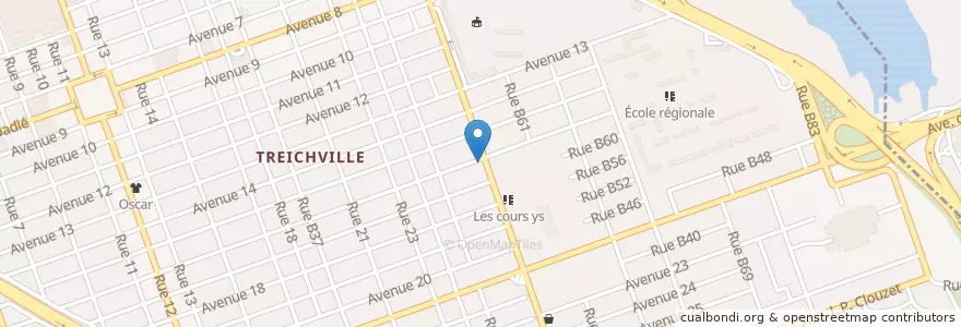 Mapa de ubicacion de Coris Bank - Agence de Treichville en ساحل عاج, آبیجان, Treichville.