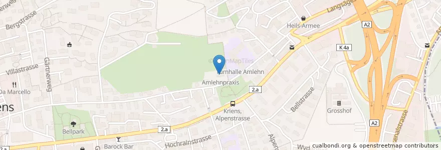 Mapa de ubicacion de Amlehnpraxis en Schweiz/Suisse/Svizzera/Svizra, Luzern, Kriens.
