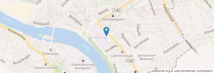 Mapa de ubicacion de Parkhaus Obertor en Suisse, Argovie, Bezirk Bremgarten, Bremgarten (Ag).