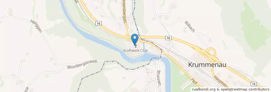 Mapa de ubicacion de Kraftwerk Club en Suíça, Sankt Gallen, Wahlkreis Toggenburg, Ebnat-Kappel.