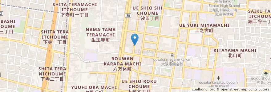 Mapa de ubicacion de OnePark 上汐5丁目 en Japon, Préfecture D'Osaka, 大阪市, 天王寺区.