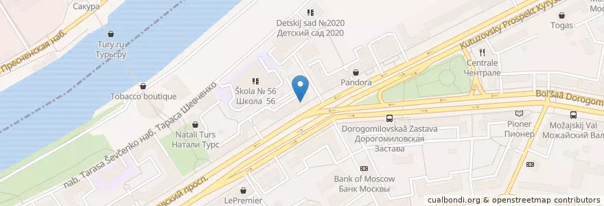Mapa de ubicacion de ЮниКредит en Russia, Distretto Federale Centrale, Москва, Западный Административный Округ, Район Дорогомилово.