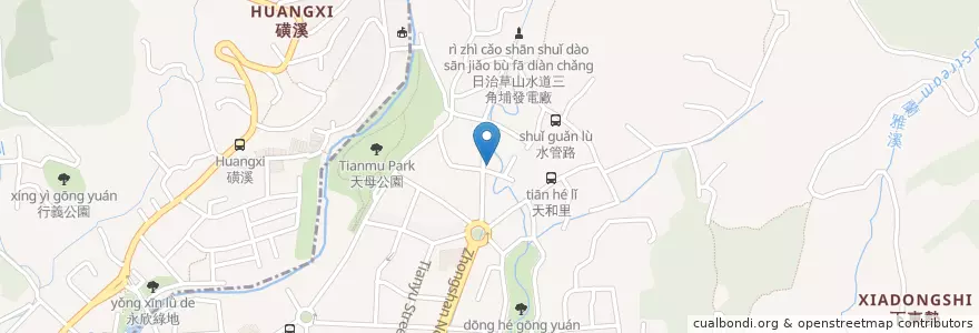Mapa de ubicacion de 天母禮拜堂 en 타이완, 신베이 시, 타이베이시, 베이터우 구, 스린 구.