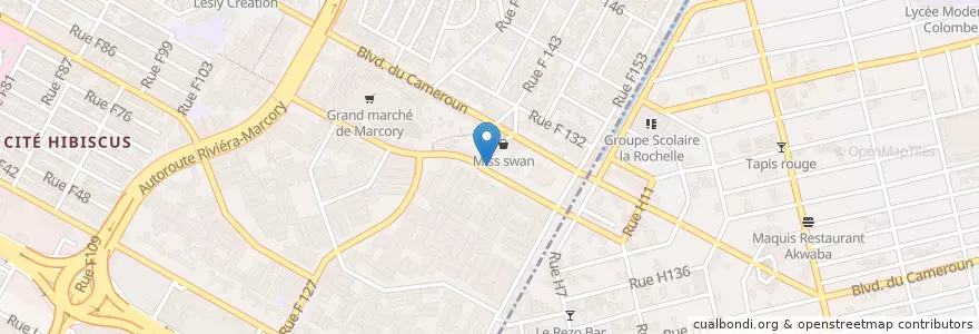 Mapa de ubicacion de Pharmacie Mahan diana en Costa De Marfil, Abiyán, Marcory.