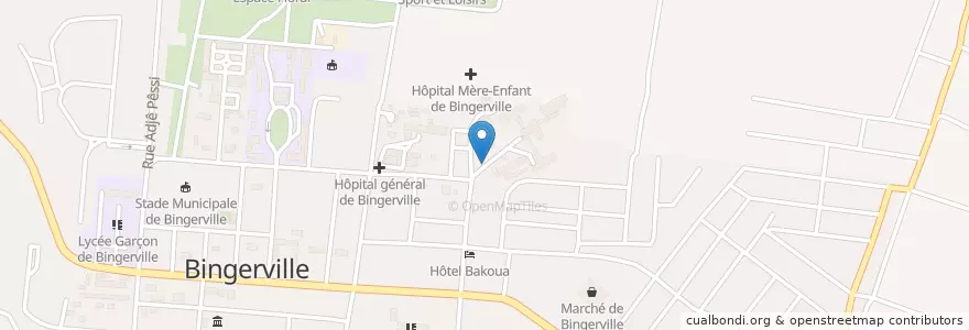 Mapa de ubicacion de Hôpital psychiatrique de Bingerville en Costa D'Avorio, Abidjan, Bingerville.