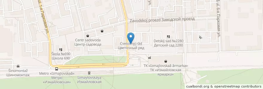 Mapa de ubicacion de Subway en روسيا, Центральный Федеральный Округ, Москва, Восточный Административный Округ, Район Измайлово.