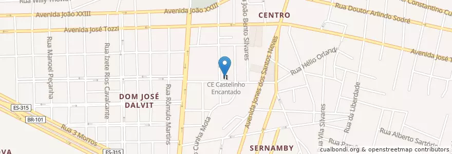 Mapa de ubicacion de CE Castelinho Encantado en Brazil, Southeast Region, Espírito Santo, Região Geográfica Intermediária De São Mateus, Microrregião São Mateus, São Mateus.