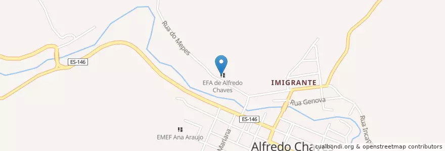 Mapa de ubicacion de EFA de Alfredo Chaves en البَرَازِيل, المنطقة الجنوبية الشرقية, إسبيريتو سانتو, Microrregião Guarapari, Região Geográfica Intermediária De Vitória, Alfredo Chaves.