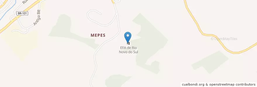 Mapa de ubicacion de EFA de Rio Novo do Sul en Brasil, Região Sudeste, Espírito Santo, Região Geográfica Intermediária De Cachoeiro De Itapemirim, Microrregião Guarapari, Rio Novo Do Sul.