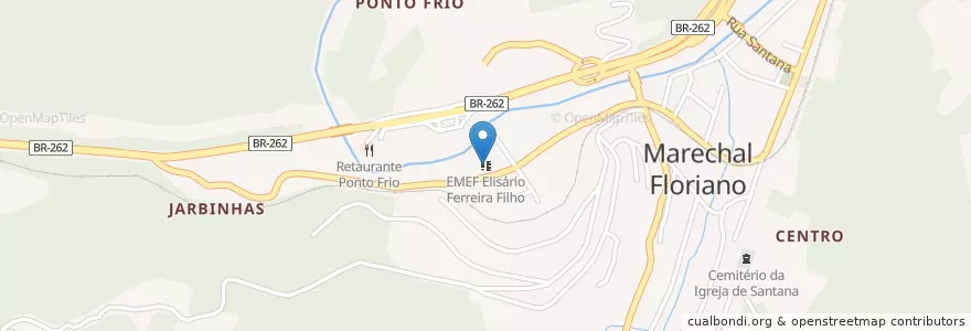 Mapa de ubicacion de EMEF Elisário Ferreira Filho en Brezilya, Güneydoğu Bölgesi, Espírito Santo, Região Geográfica Intermediária De Vitória, Microrregião Afonso Cláudio, Marechal Floriano.