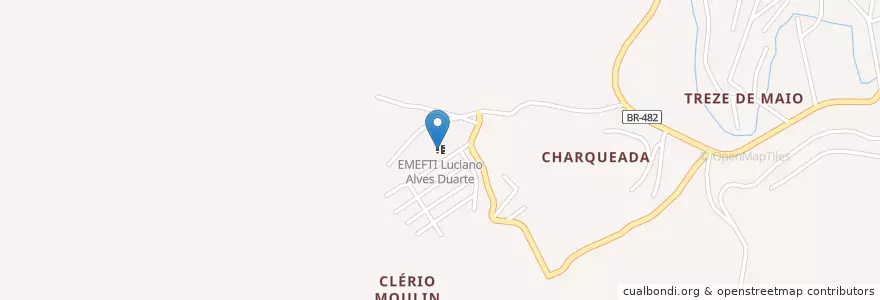 Mapa de ubicacion de EMEFTI Luciano Alves Duarte en Brezilya, Güneydoğu Bölgesi, Espírito Santo, Região Geográfica Intermediária De Cachoeiro De Itapemirim, Microrregião Caparaó, Alegre.