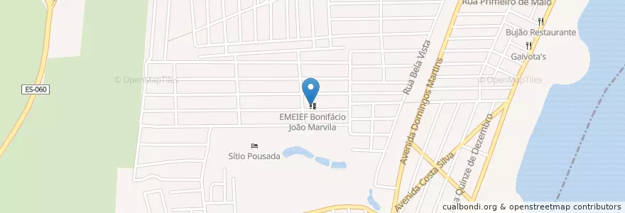 Mapa de ubicacion de EMEIEF Bonifácio João Marvila en Brazil, Jihovýchodní Region, Espírito Santo, Região Geográfica Intermediária De Cachoeiro De Itapemirim, Microrregião Itapemirim, Marataízes.